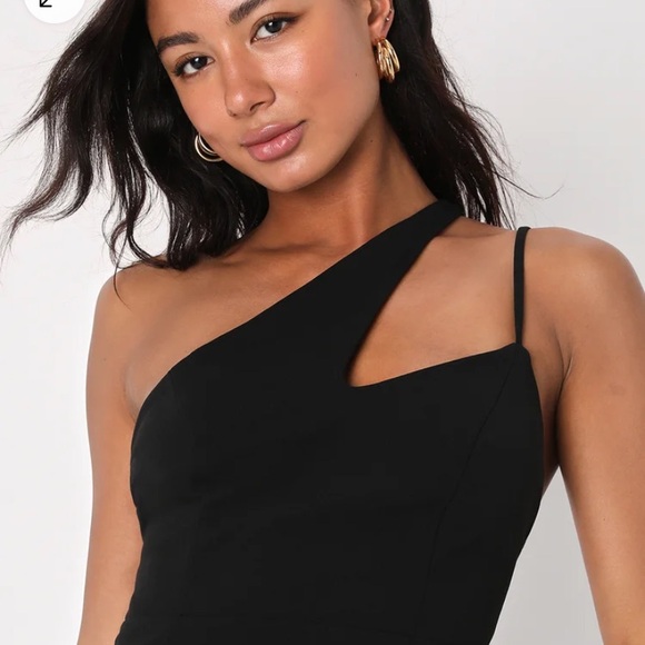 Lulus One Shoulder Black Mermaid Formal Dress, Size XL - Picture 3 of 14